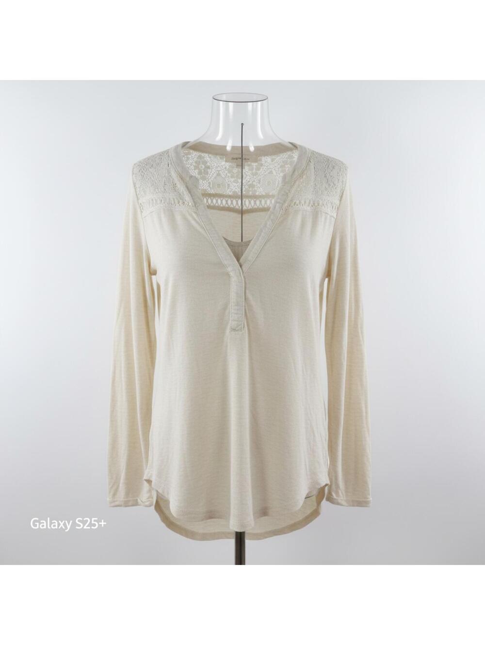 Women's Cream Lace Detail Long Sleeve Top Size S